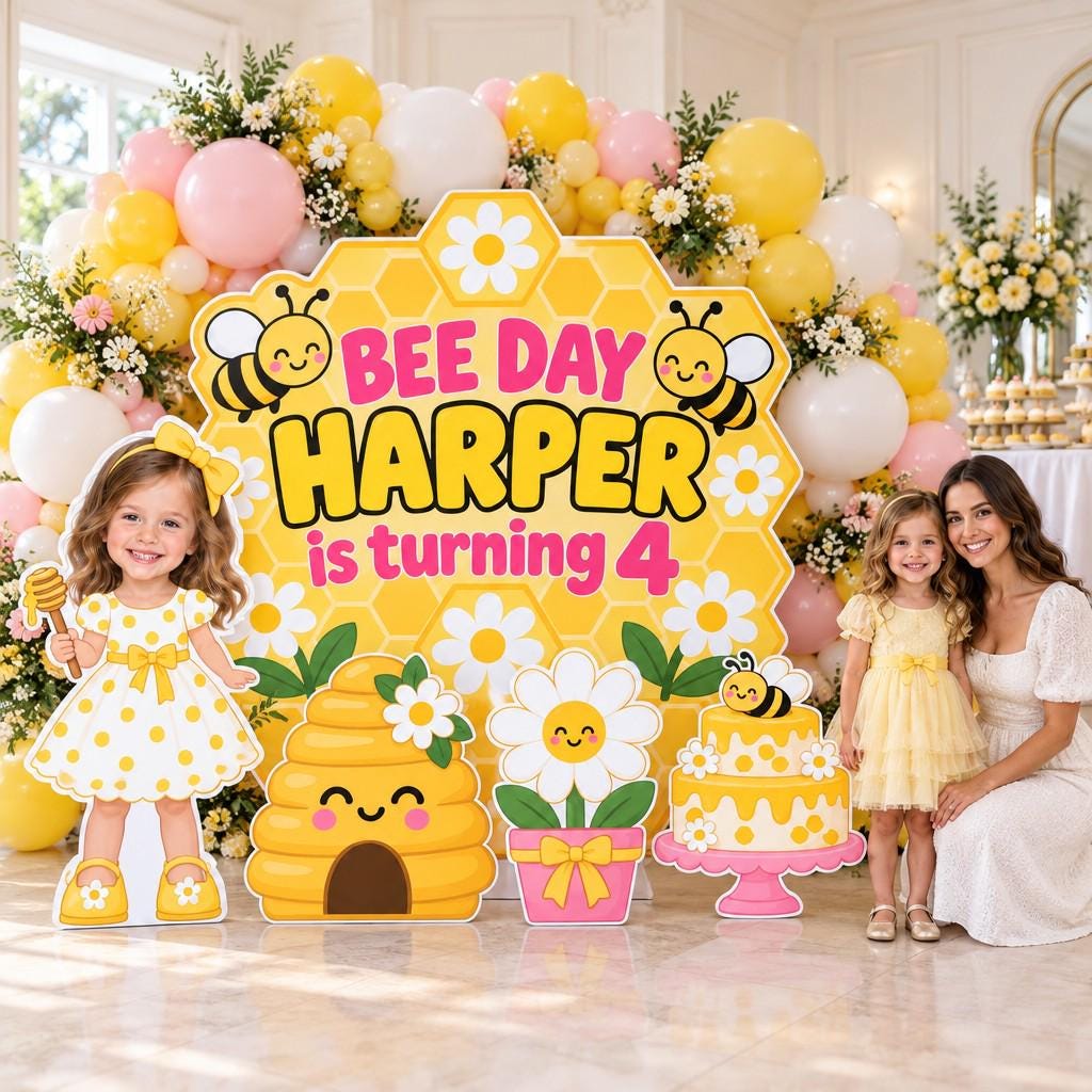 Watercolor Beehive Sweet As Can Bee Backdrop