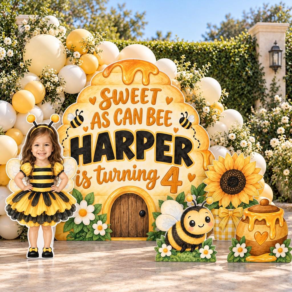 Watercolor Beehive Sweet As Can Bee Backdrop