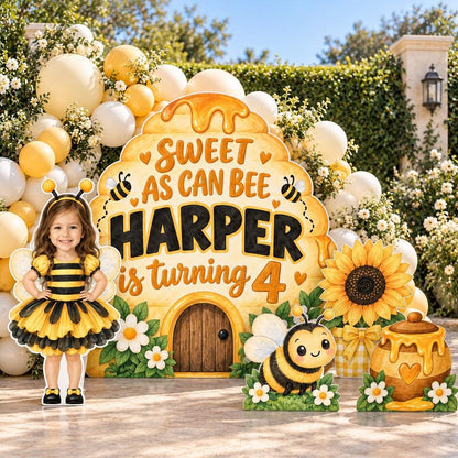 Watercolor Beehive Sweet As Can Bee Backdrop