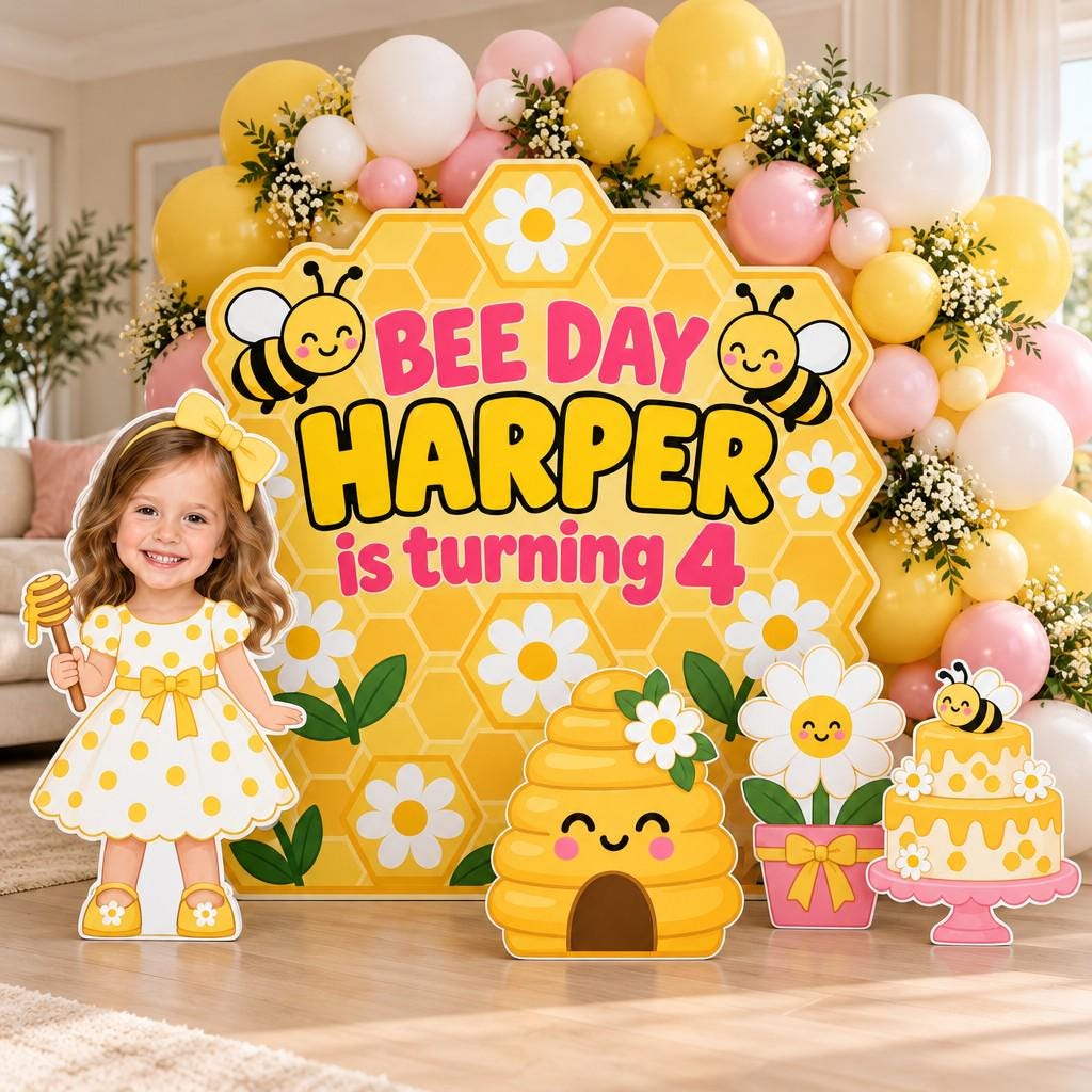 Watercolor Beehive Sweet As Can Bee Backdrop
