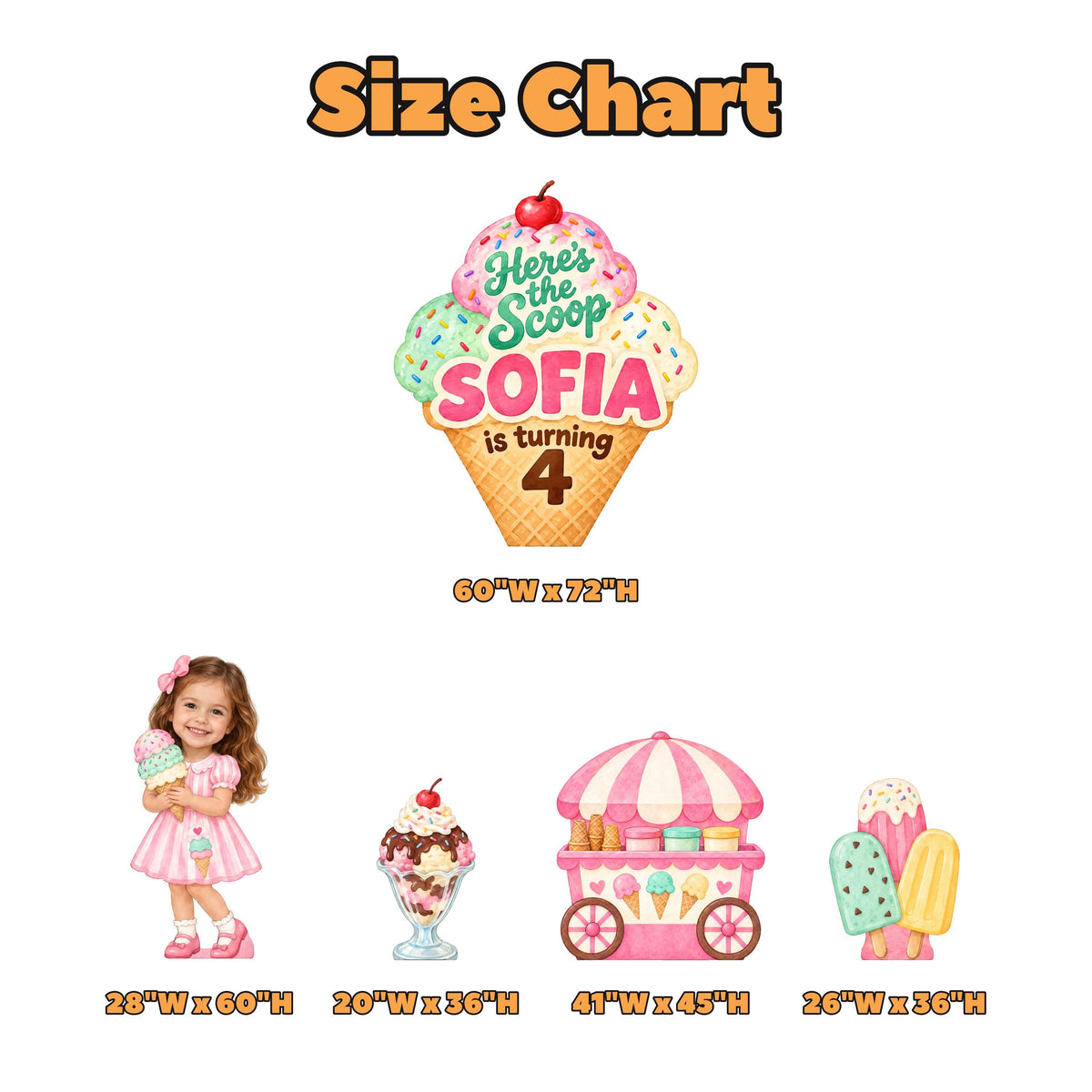 Pastel Waffle Cone Scoop Birthday Backdrop