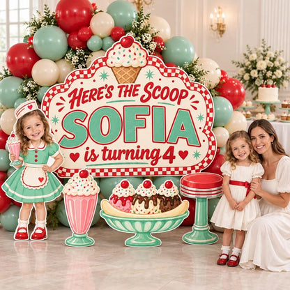 Pastel Waffle Cone Scoop Birthday Backdrop