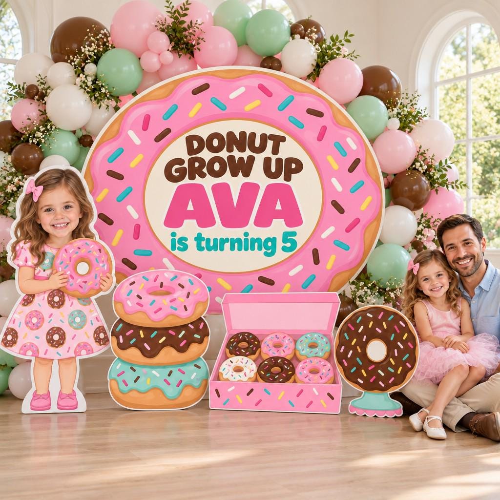 Pastel Donut Shop Birthday Backdrop Set
