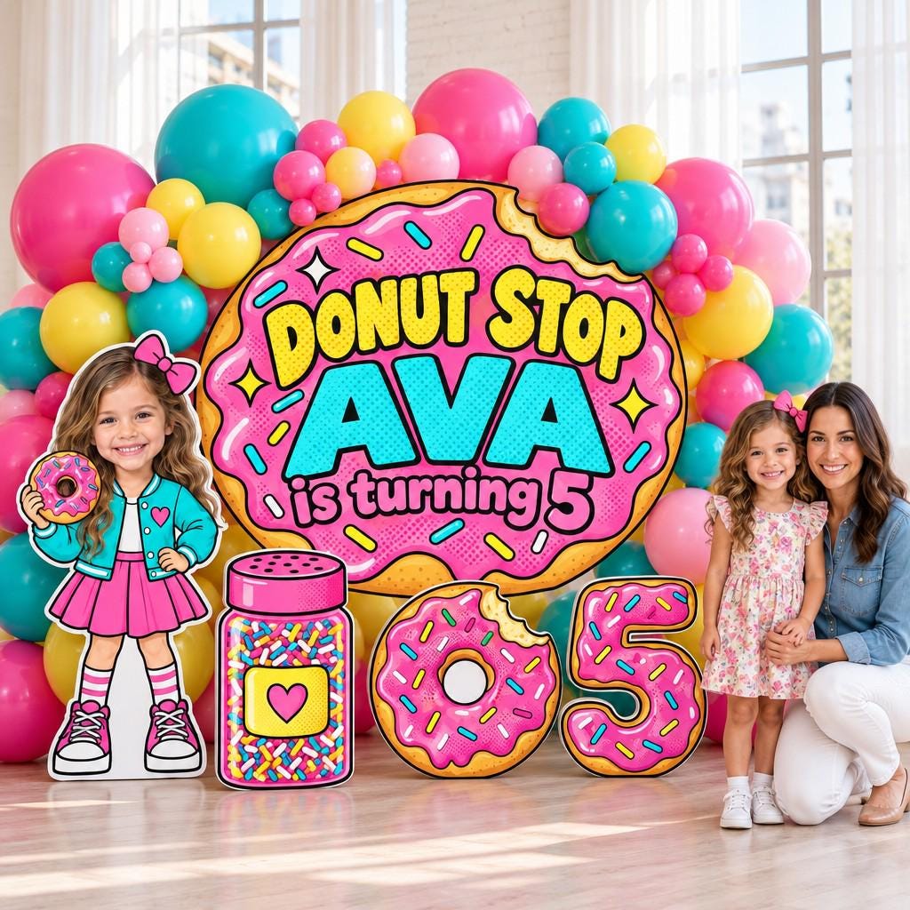 Pastel Donut Shop Birthday Backdrop Set