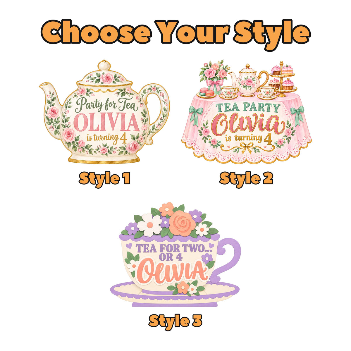 Pink Floral Teapot Tea Party Backdrop Set