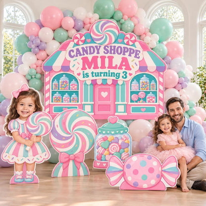 Pastel Candy Shoppe Storefront Backdrop Set