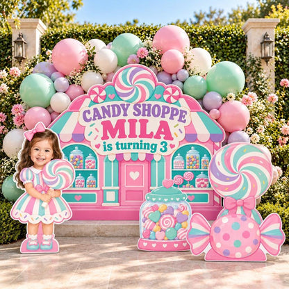 Pastel Candy Shoppe Storefront Backdrop Set