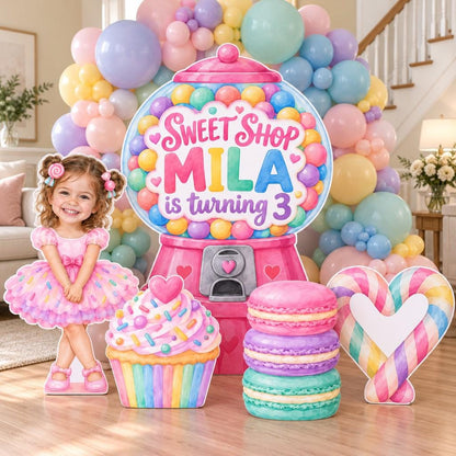 Pastel Candy Shoppe Storefront Backdrop Set