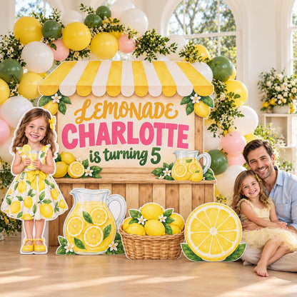 Striped Awning Lemonade Stand Backdrop Set