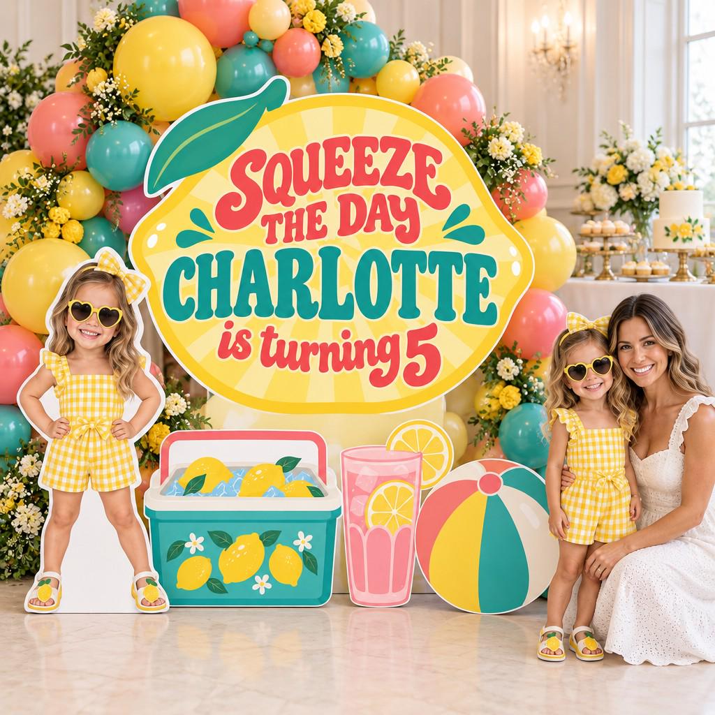 Striped Awning Lemonade Stand Backdrop Set