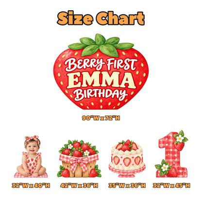 Giant Watercolor Strawberry Birthday Backdrop