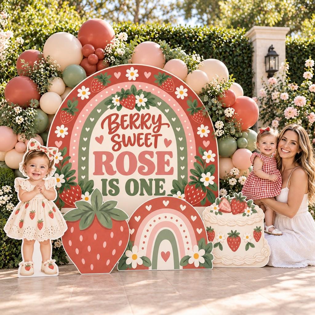 Red Barn Strawberry Garden Backdrop Set