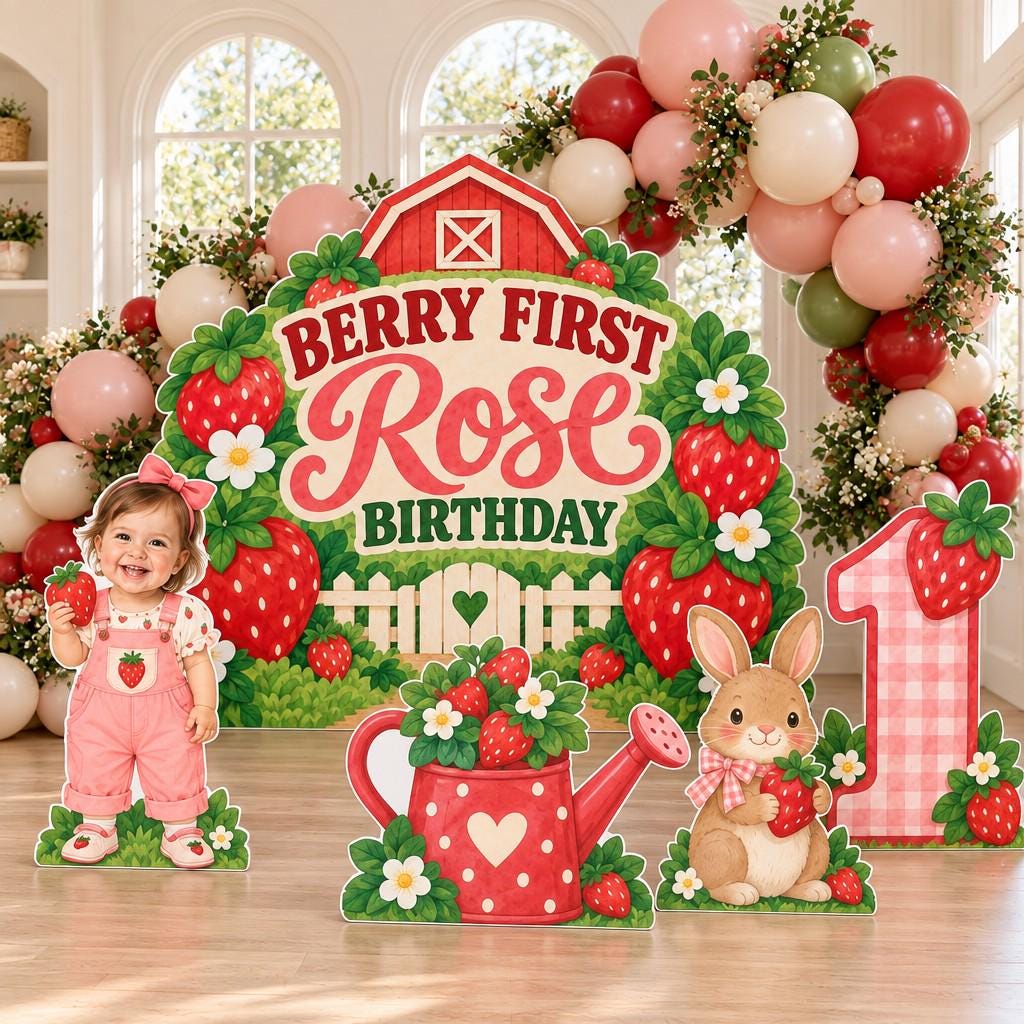 Red Barn Strawberry Garden Backdrop Set