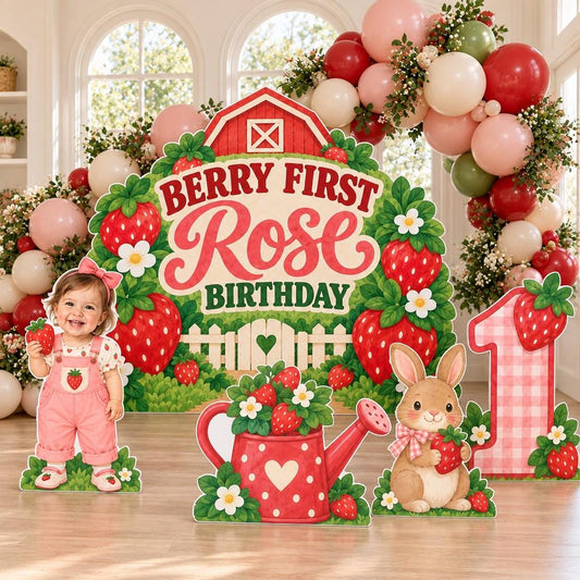 Red Barn Strawberry Garden Backdrop Set