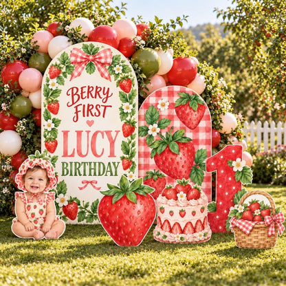 Gingham Strawberry Garden Arch Set