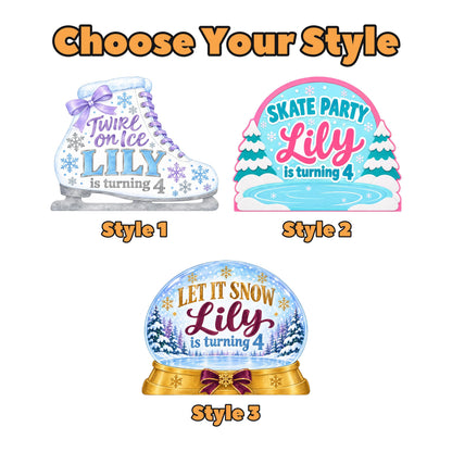 Lilac Watercolor Ice Skate Birthday Set