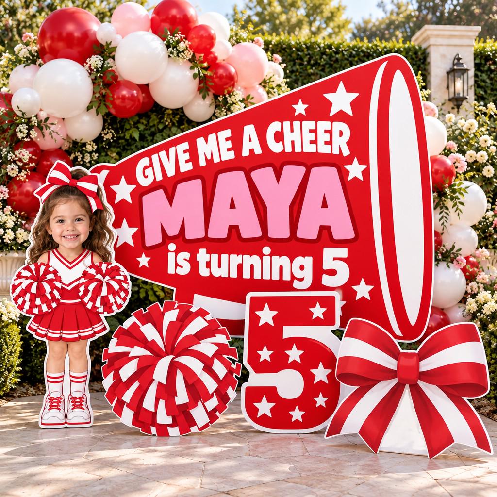 Red Megaphone Cheerleader Birthday Set