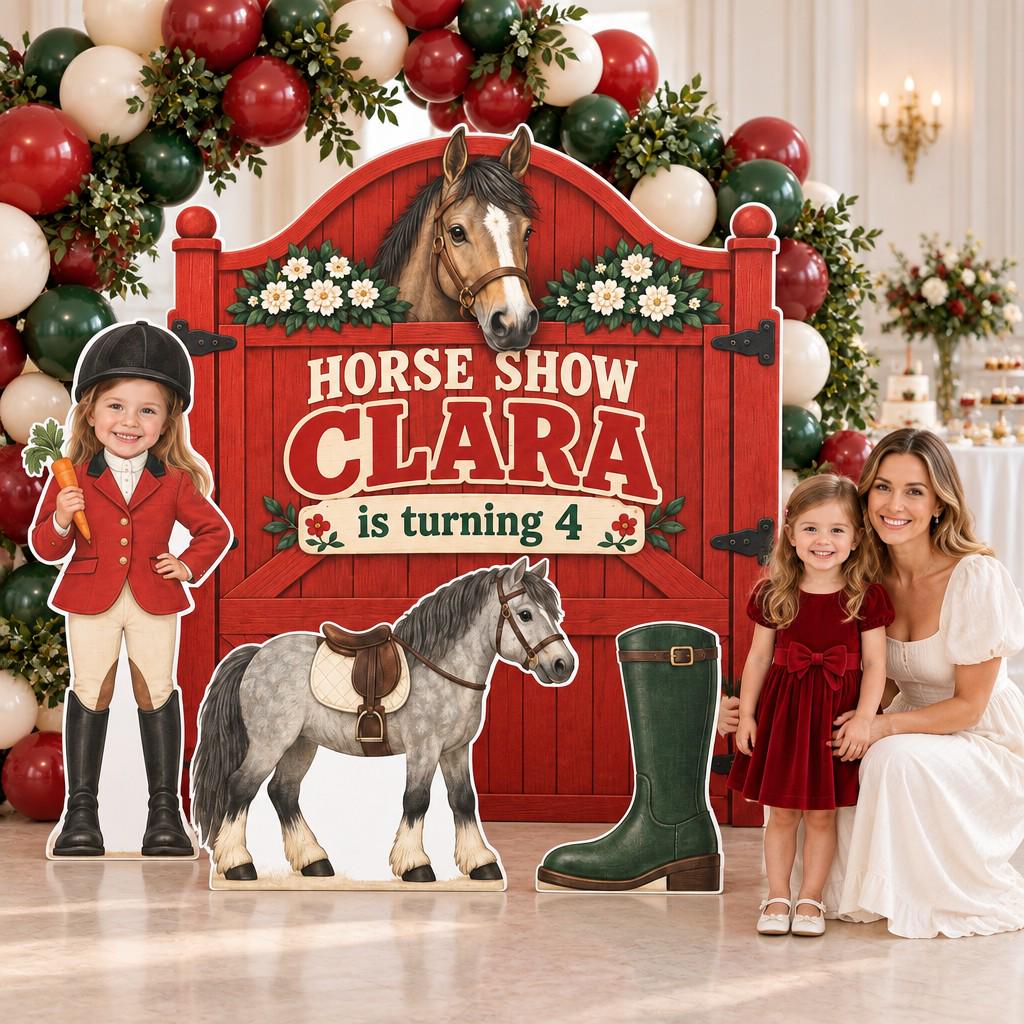 Blue Ribbon Rosette Horse Show Backdrop Set