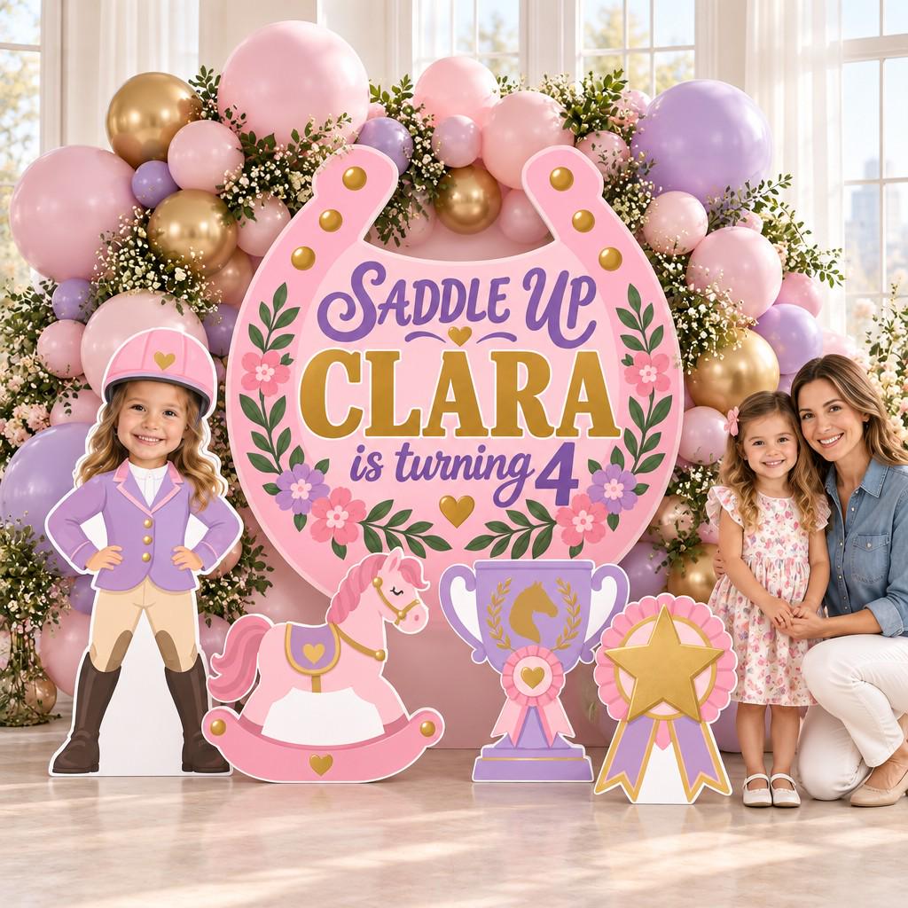 Blue Ribbon Rosette Horse Show Backdrop Set