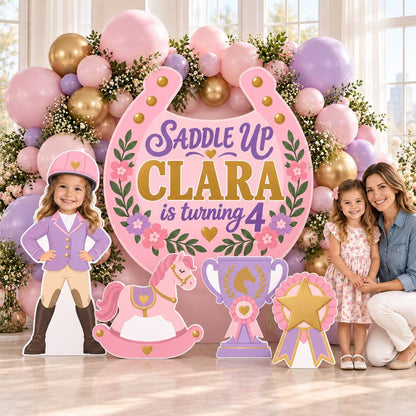 Blue Ribbon Rosette Horse Show Backdrop Set