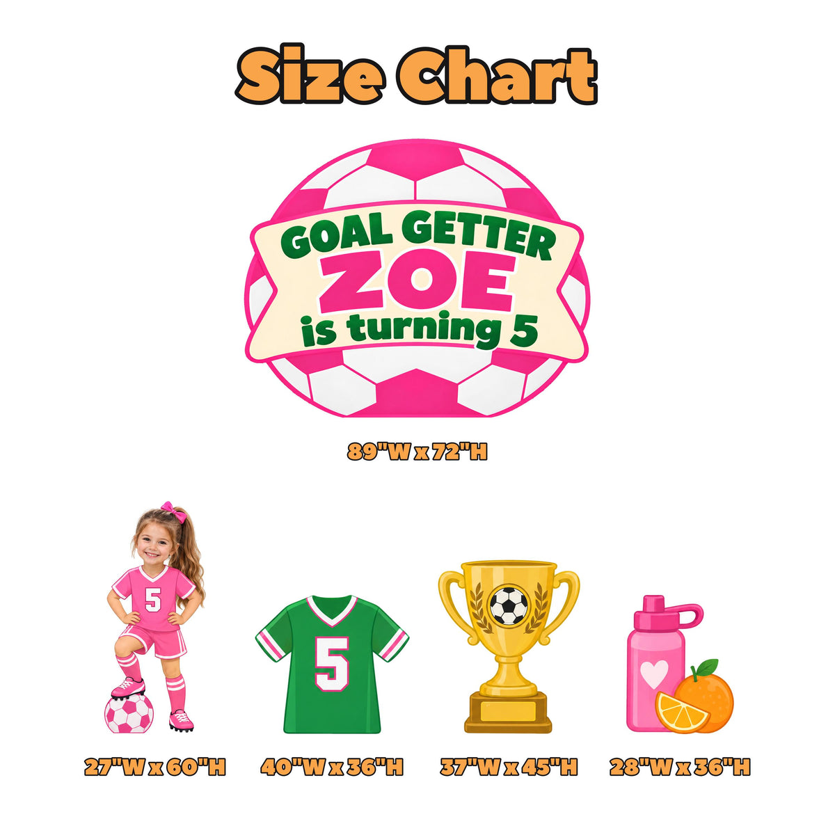 Pink Soccer Ball Goal Getter Backdrop Set