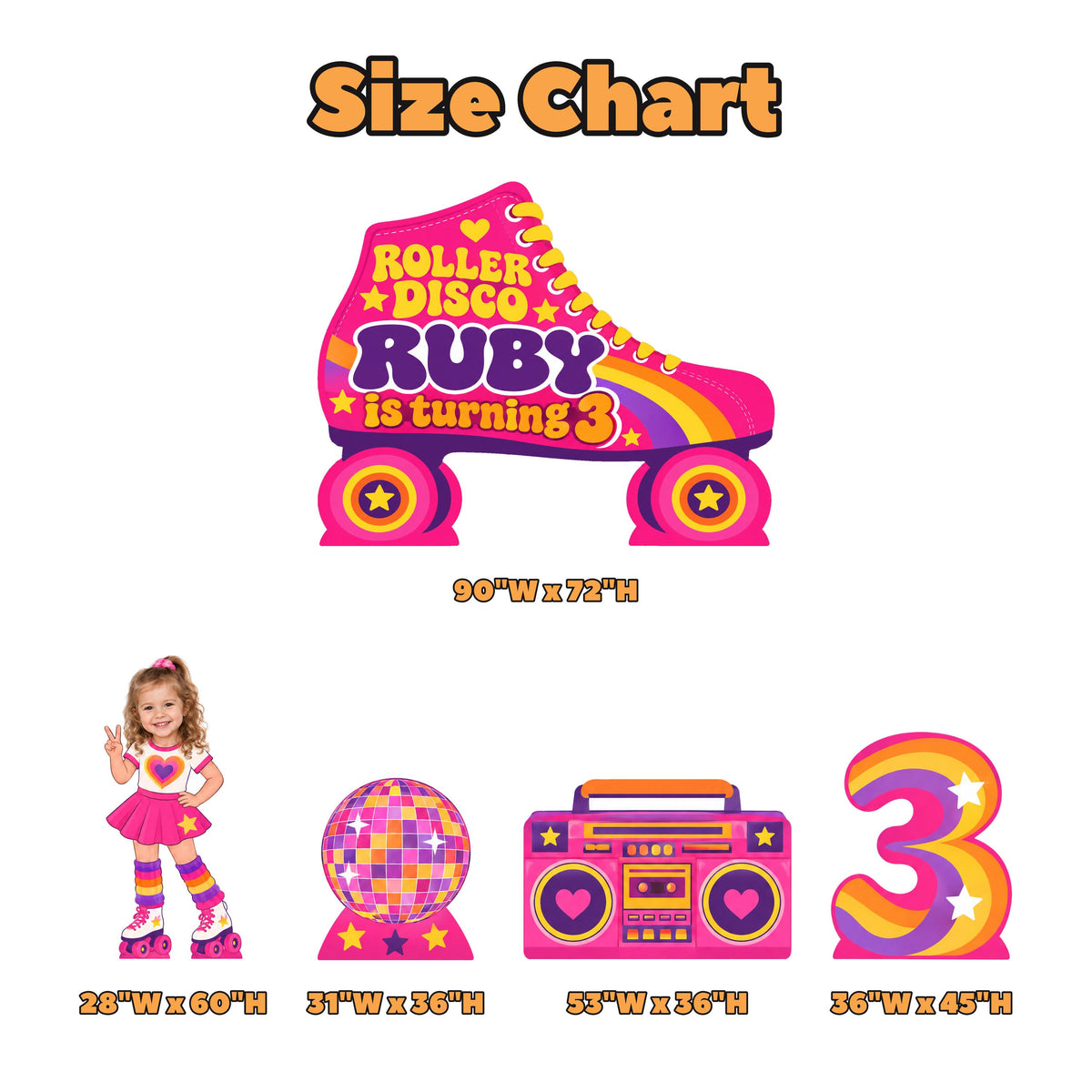Pink Roller Skate Disco Birthday Set