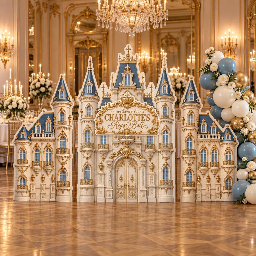 Pink Rose Princess Castle Backdrop Set