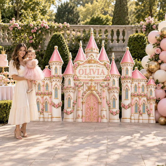 Pink Rose Princess Castle Backdrop Set