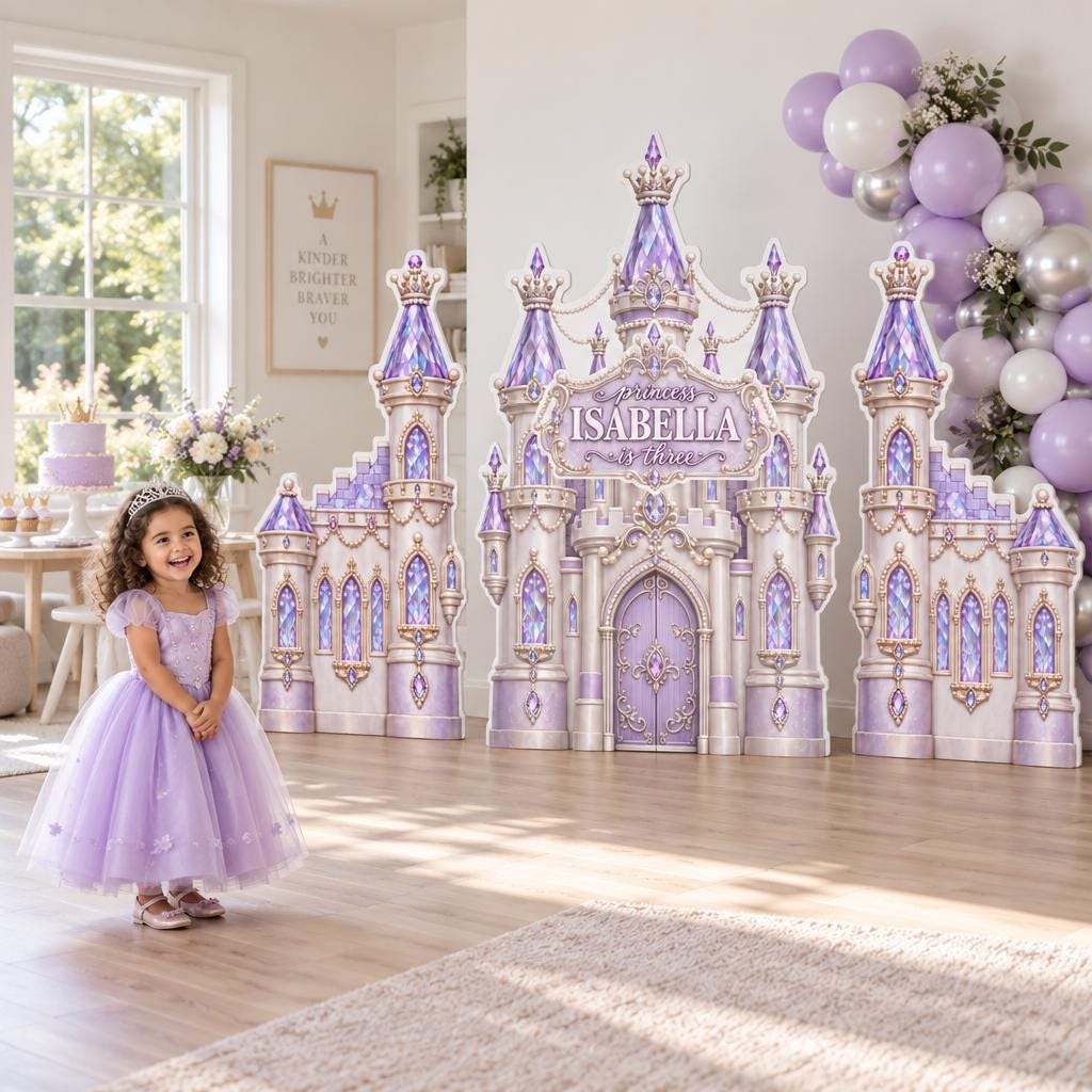 Pink Rose Princess Castle Backdrop Set