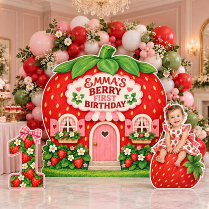 Strawberry House Berry First Backdrop Set