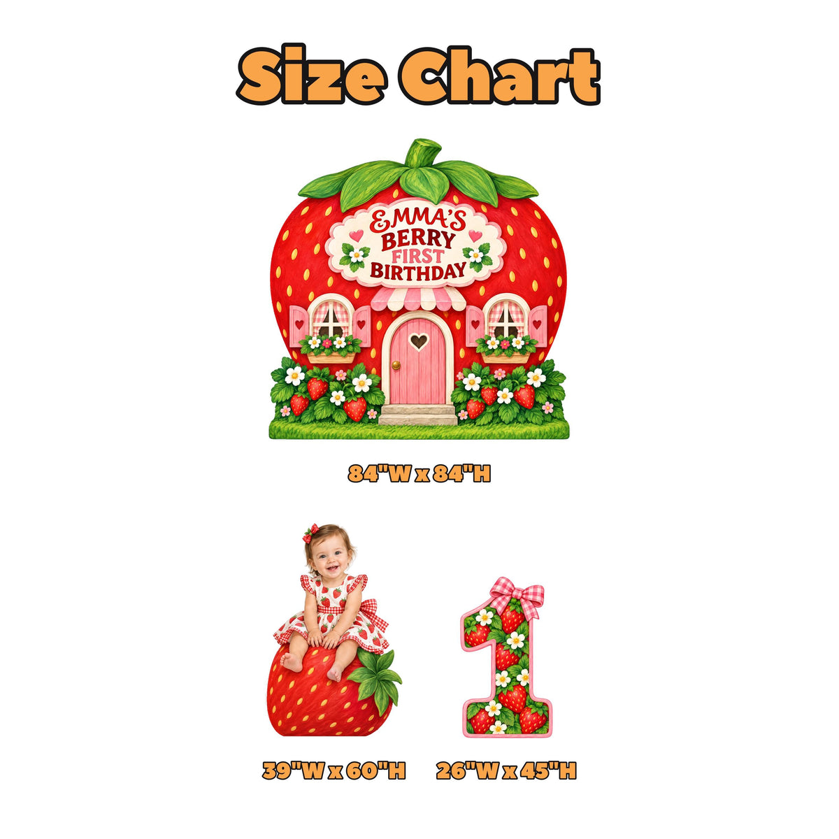 Strawberry House Berry First Backdrop Set