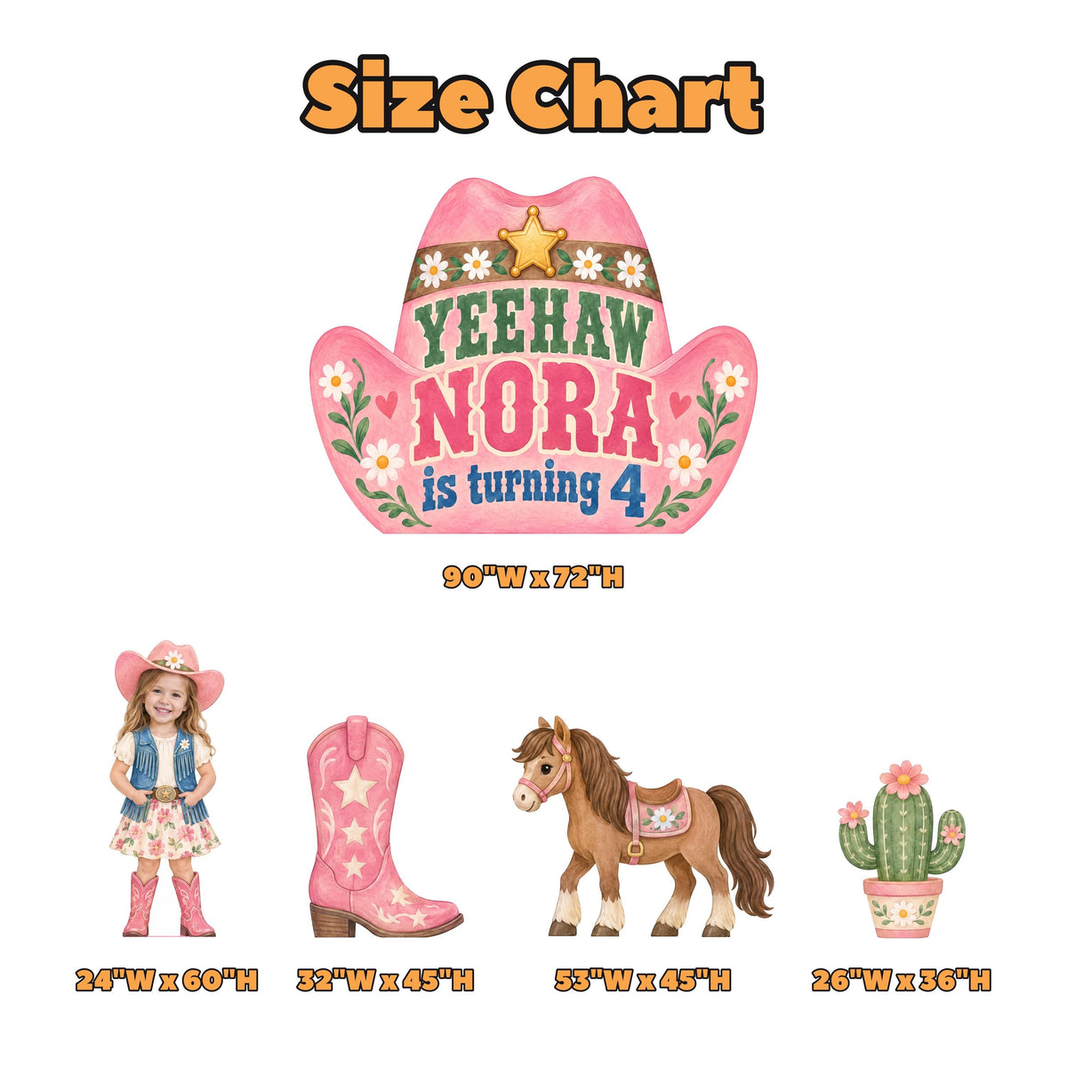 Pink Cowgirl Hat Birthday Backdrop Set