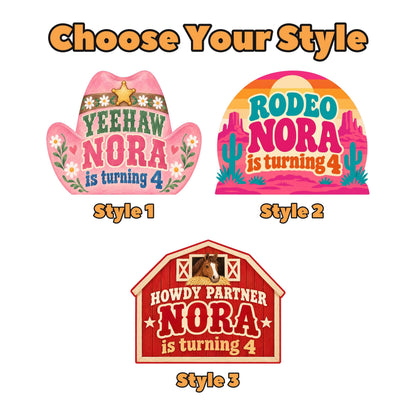 Pink Cowgirl Hat Birthday Backdrop Set