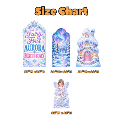 Icy Aurora Winter Fairy First Backdrop Set