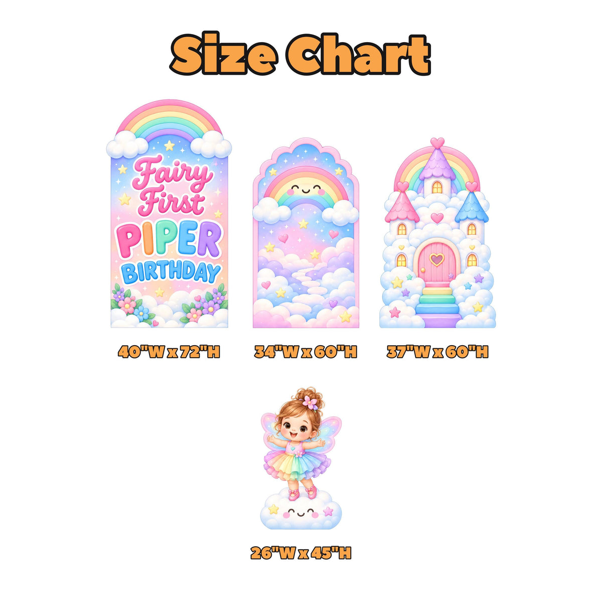 Pastel Rainbow Cloud Fairy First Backdrop Set