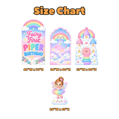 Pastel Rainbow Cloud Fairy First Backdrop Set