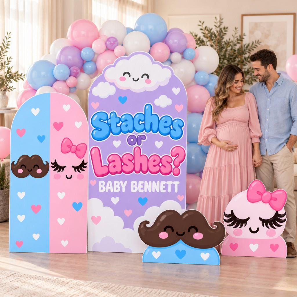 Kawaii Staches or Lashes Reveal Arch Set