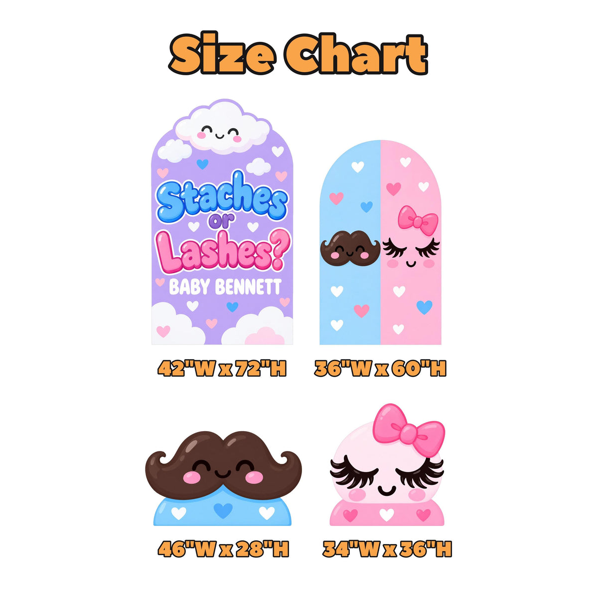 Kawaii Staches or Lashes Reveal Arch Set