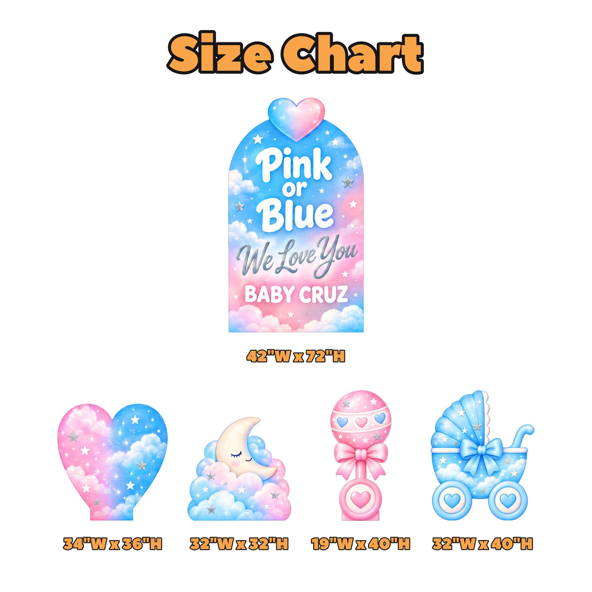 Pink or Blue Cloud Gender Reveal Set