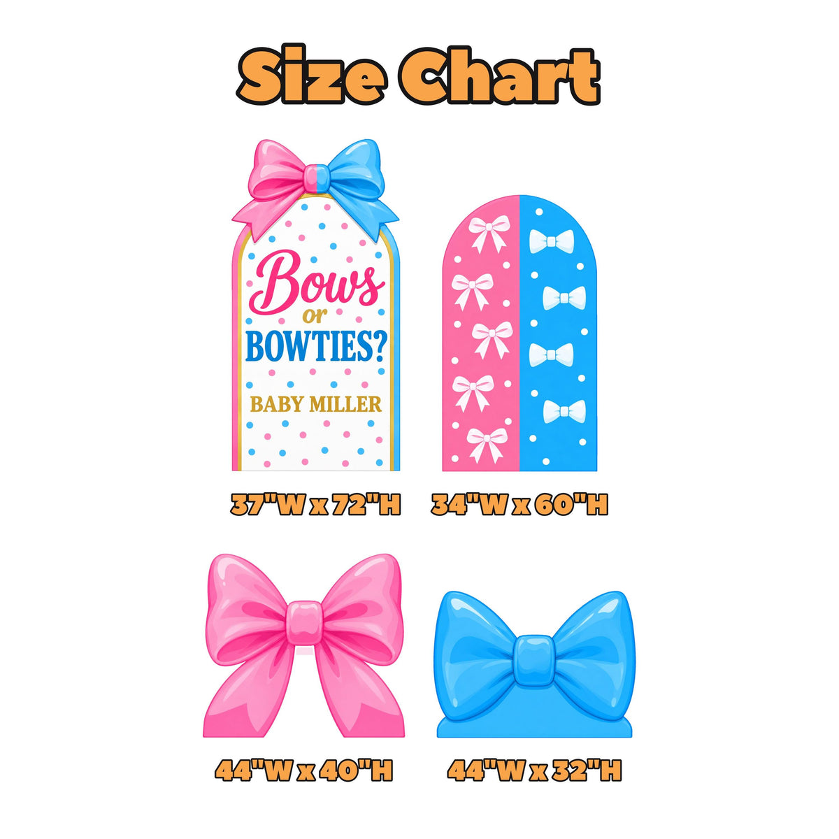 Pink Blue Bows or Bowties Reveal Arch Set