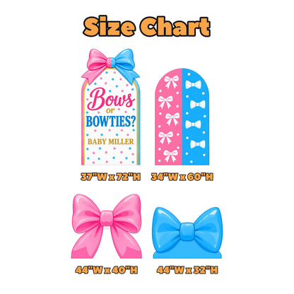 Pink Blue Bows or Bowties Reveal Arch Set