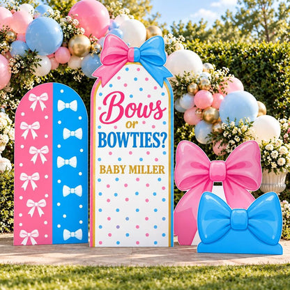 Pink Blue Bows or Bowties Reveal Arch Set