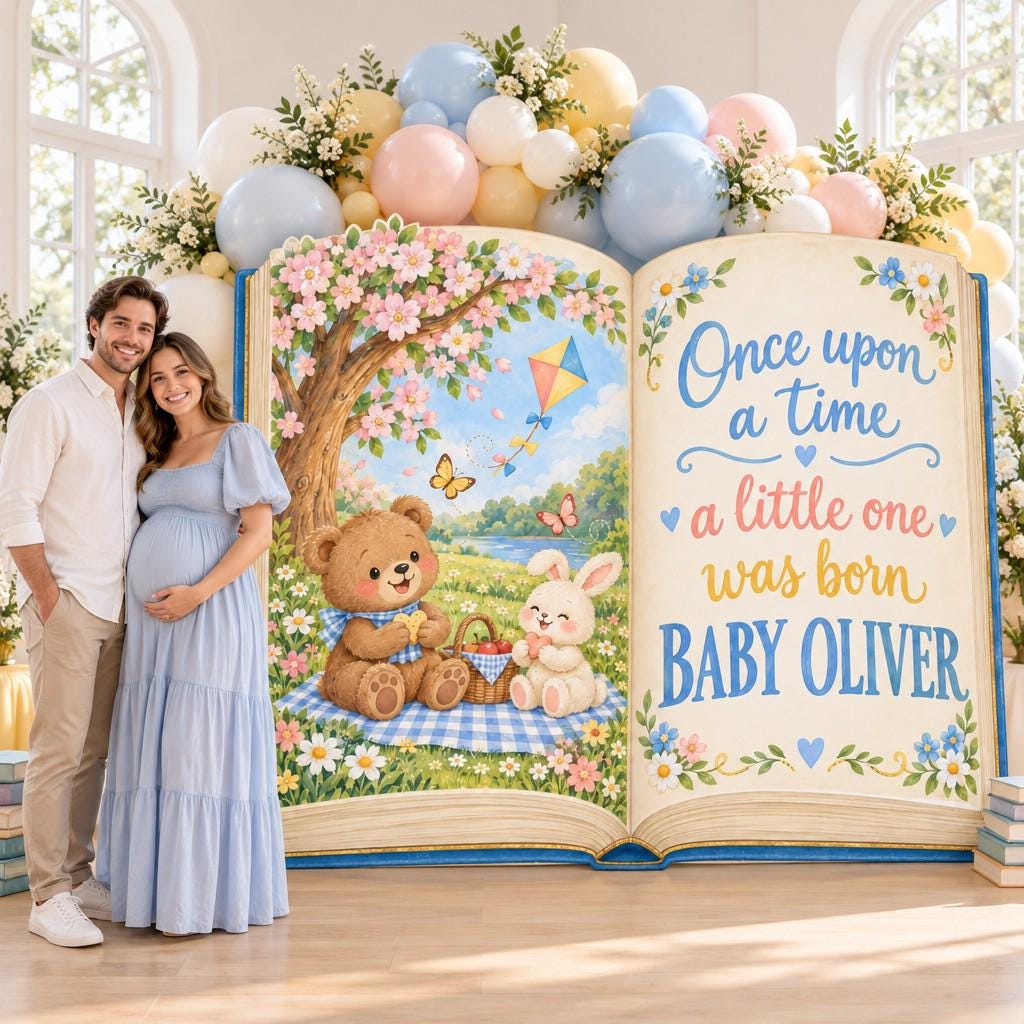 Teddy Bear Picnic Open Book Backdrop