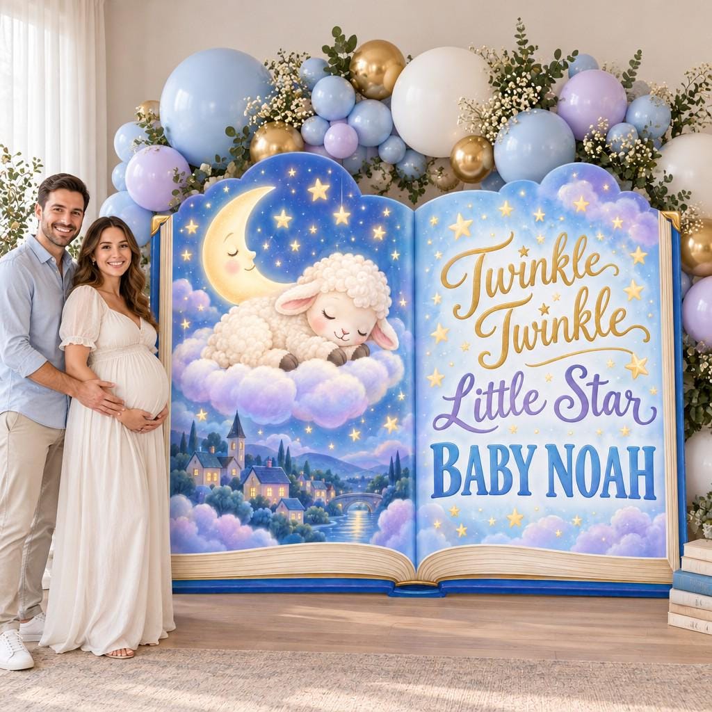 Twinkle Star Sleepy Lamb Storybook Backdrop