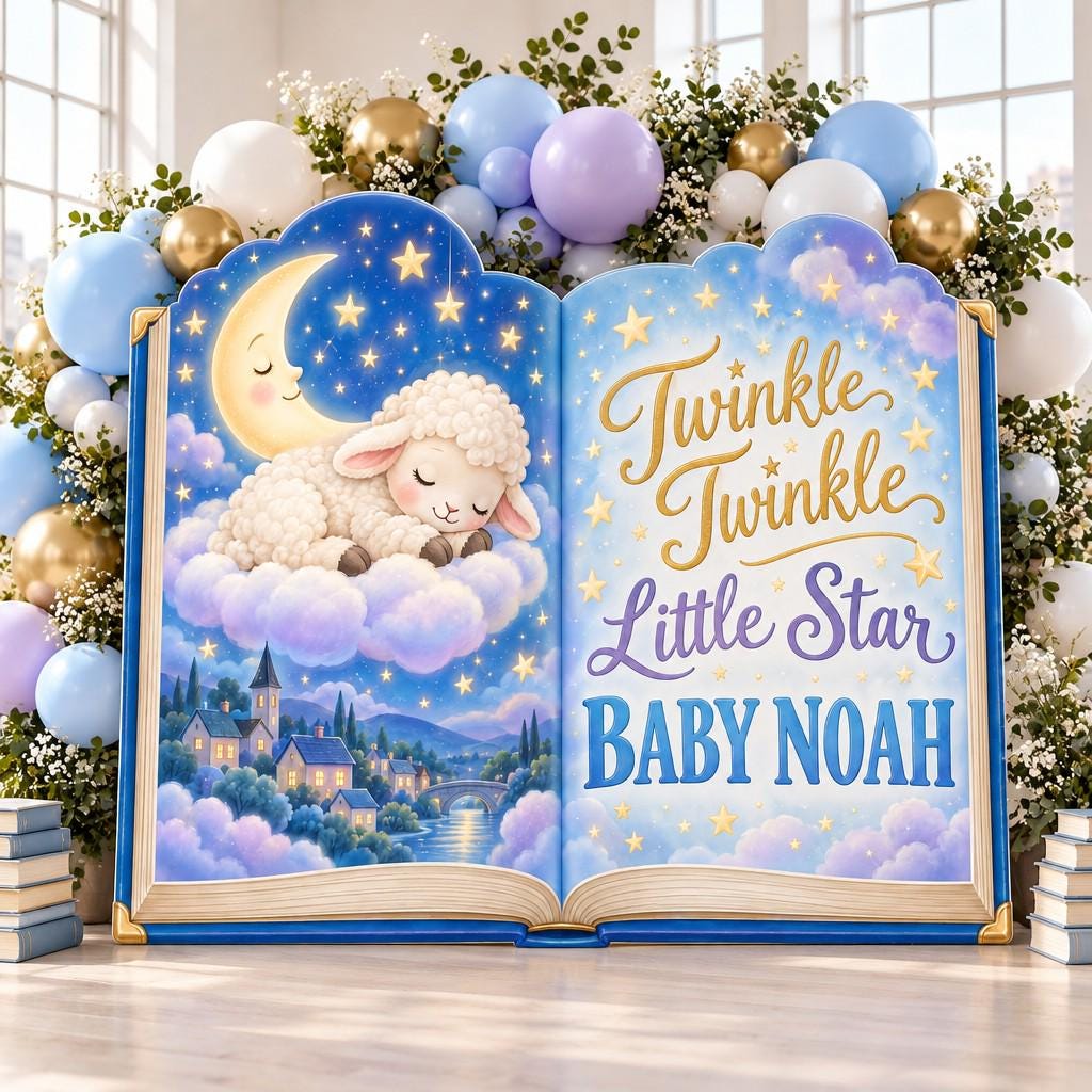 Twinkle Star Sleepy Lamb Storybook Backdrop