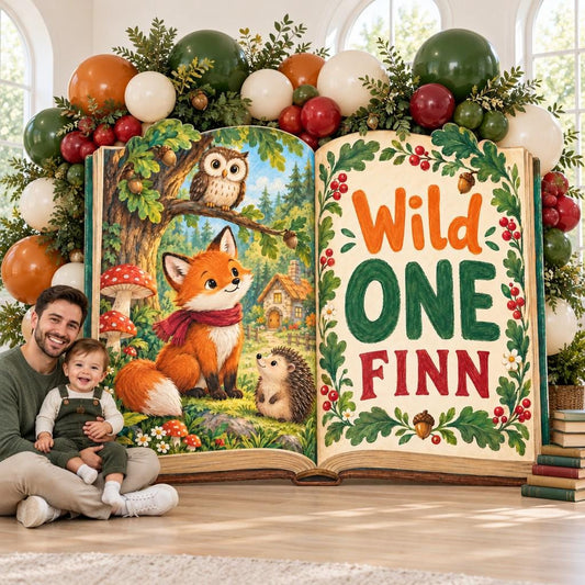 Woodland Fox Wild One Storybook Backdrop