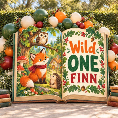 Woodland Fox Wild One Storybook Backdrop