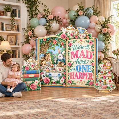 Mad Tea Party Open Book Backdrop Set