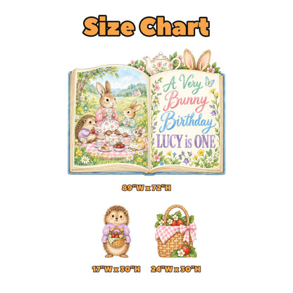 Bunny Picnic Open Book Birthday Backdrop