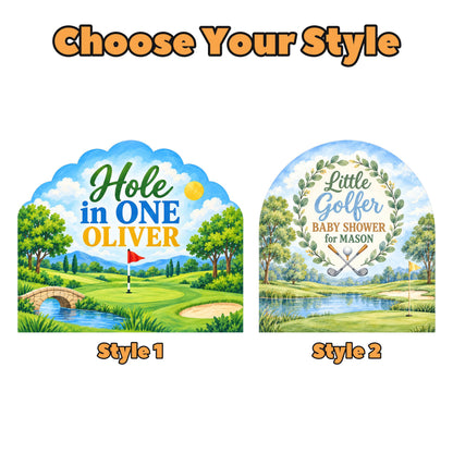 Little Golfer Sage Gingham Baby Shower Arch